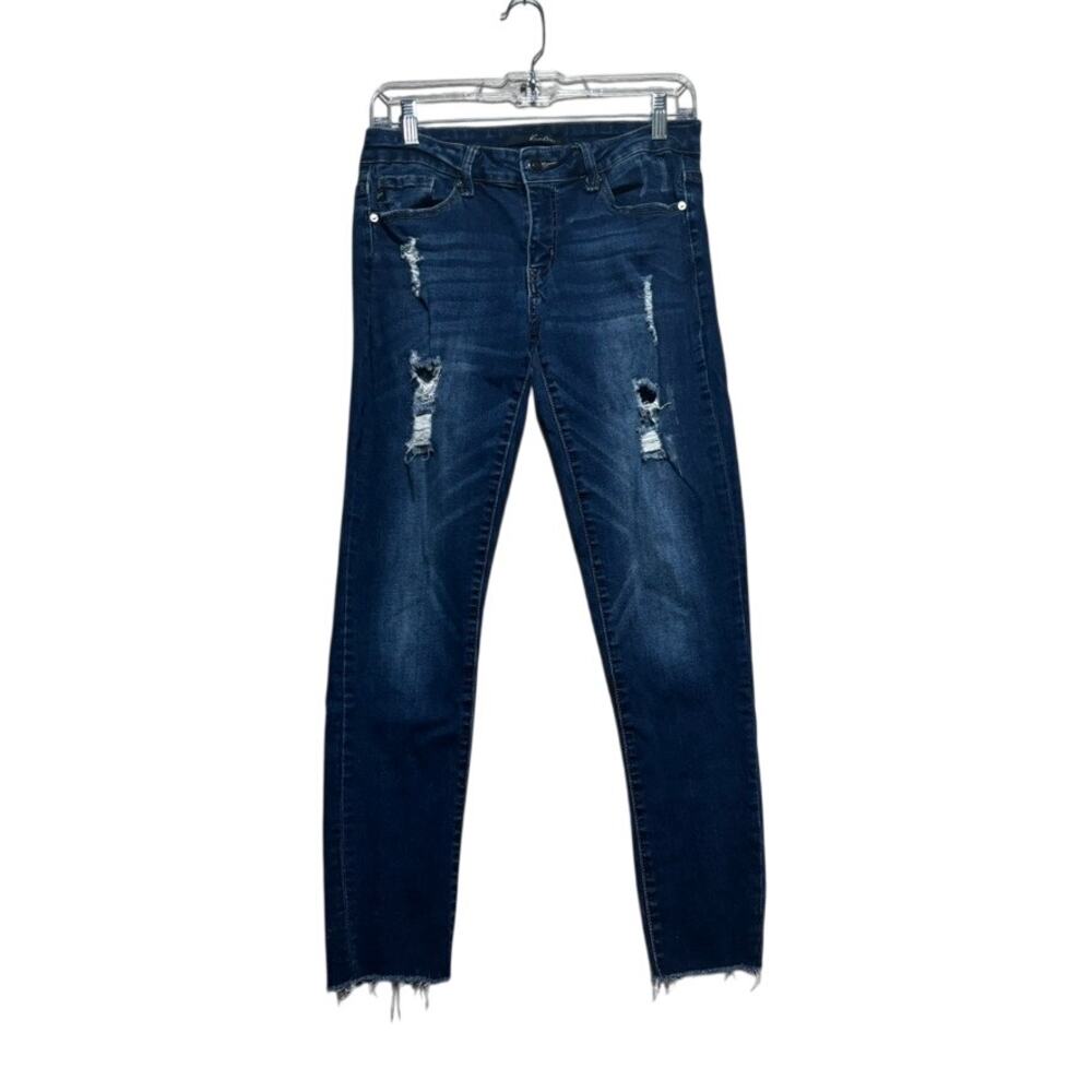 KanCan Los Angeles Distressed Skinny Jeans Size 9/28 Dark Wash Frayed Hem